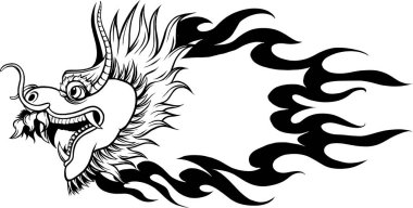 Ejder kafası, siyah ve beyaz vektör.