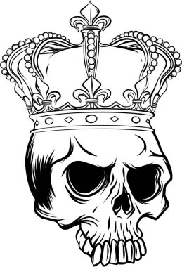 Kral kafatasının el çizimi vektör çizimi