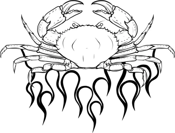 Illustration Vectorielle Monochrome Crabe Dessinée Main — Image vectorielle
