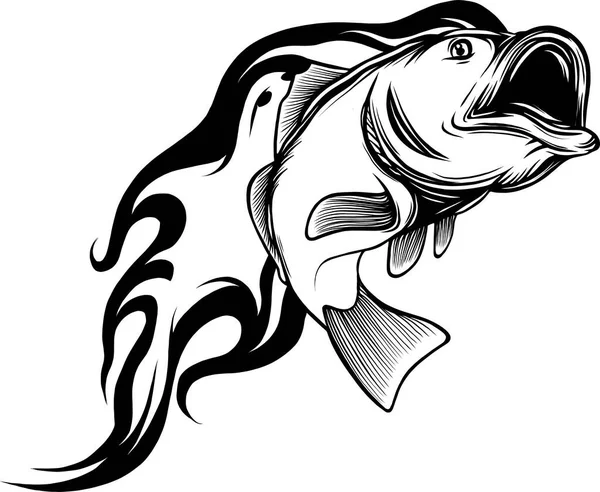 Ілюстрація Монохромної Басової Риби Полум — стоковий вектор