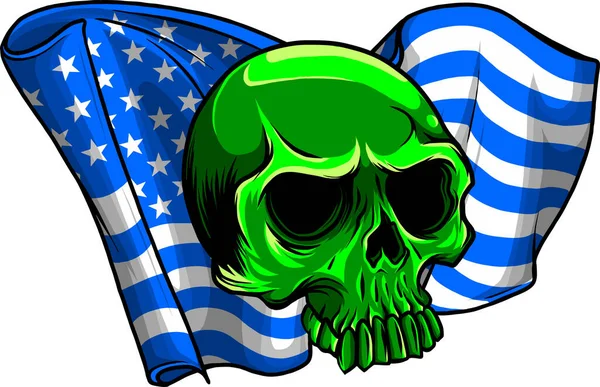 Illustrazione Vettoriale Della Bandiera Degli Stati Uniti Del Cranio Vostra — Vettoriale Stock