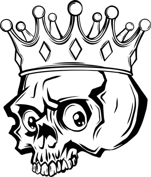Hand Drawn Vector Illustration King Skull — Stock Vector