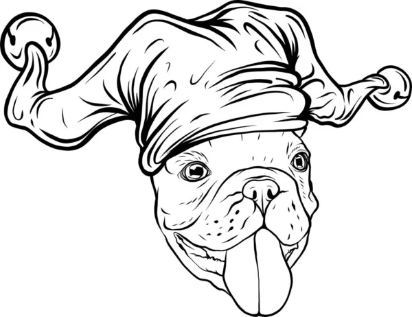 Decorative Outline Portrait Cute Pug Dog Vector Illustration Black Color — Stock Vector