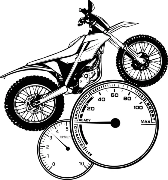 Illustratie Van Monochrome Motorcross Witte Achtergrond — Stockvector