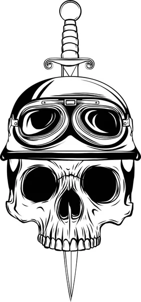 Illustration Paratrooper Skull Knife Teeth Design Element Logo Label Sign — Stock Vector