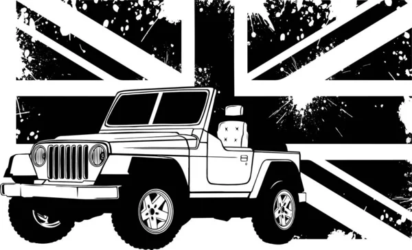 Podróż Jeep Ciągnione Konspektu Doodle Ikona Dłoni Podróże Wakacje Przygoda — Wektor stockowy