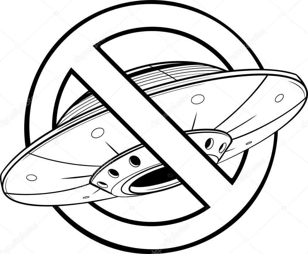 Vector illustration of ufo in monochrome isolated on white background.