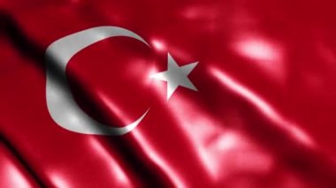 Loop of Turkey flag waving in wind in the dark texture background Turkey flag. Turkey flag video waving in wind