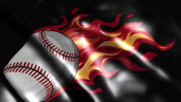 Бейсбол Пламенем Черном Фоне — стоковое видео