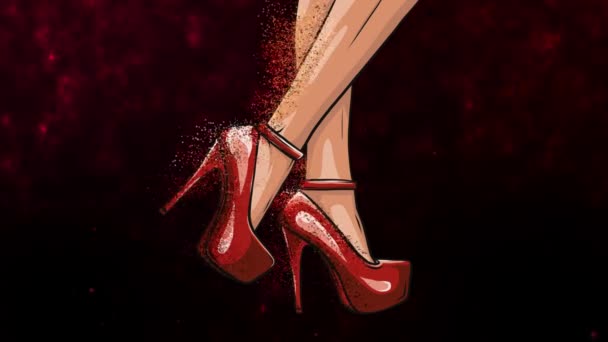Woman Legs Red High Heels Animated Video — Stock Video