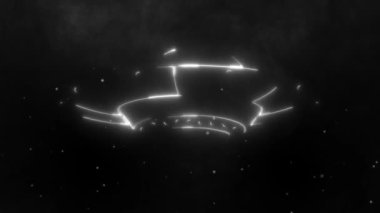 Neon uzaylı UFO, parlayan ikon. dijital video