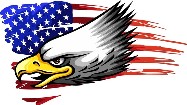 Ilustração Cabeça Águia Com Bandeira Americana —  Vetores de Stock
