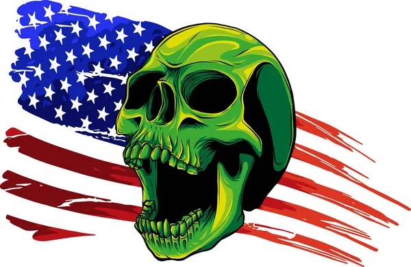 Ilustração Bandeira Americana Com Crânio —  Vetores de Stock