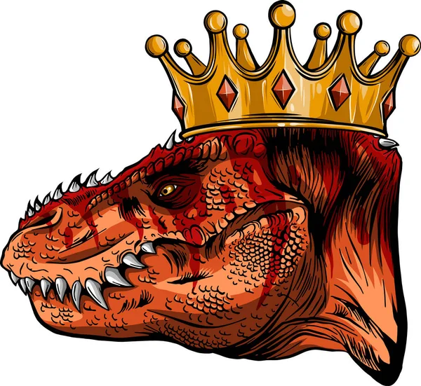 Rex Head Mascotte Logo Illustratie Met Kroon — Stockvector