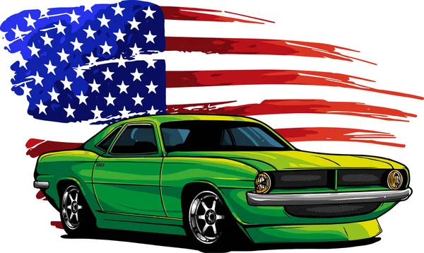 Γραφική Απεικόνιση Σχεδιασμού Ενός Αμερικανικού Αυτοκινήτου Μυών — Διανυσματικό Αρχείο