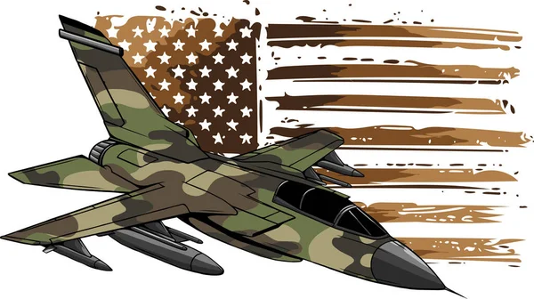 Aviones Combate Militares Con Bandera Americana — Archivo Imágenes Vectoriales