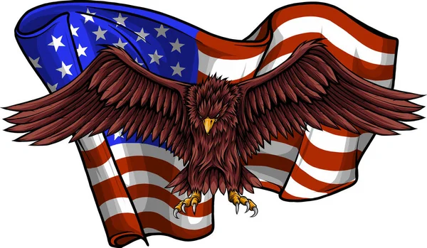 Americký Orel Vlajkami Usa — Stockový vektor