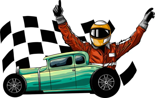 Illustration Hot Rod Race Flag — Stock Vector