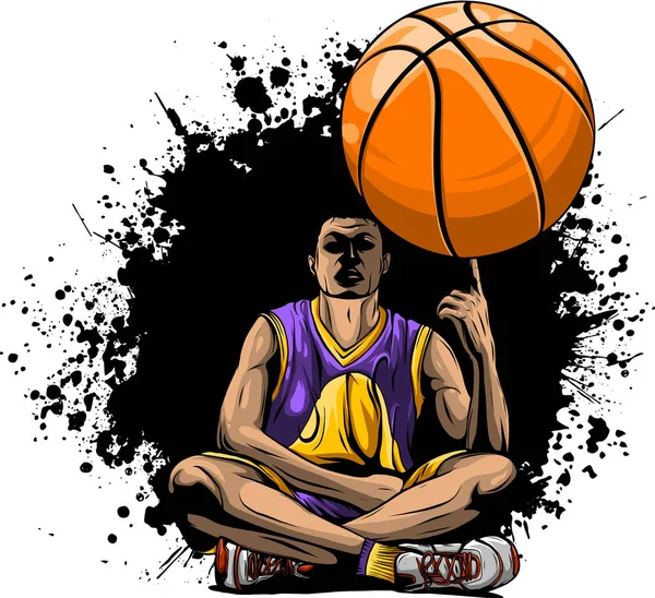 Illustration Basketball Player White Background — Stock Vector