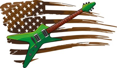 Amerikan Bayrağı ile gitarın çizimi