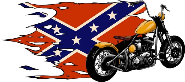 stock vector illustration of motorcycles with confederate rebel flag