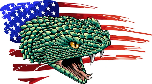 Ilustração Vetorial Serpente Com Bandeira Dos Eua —  Vetores de Stock