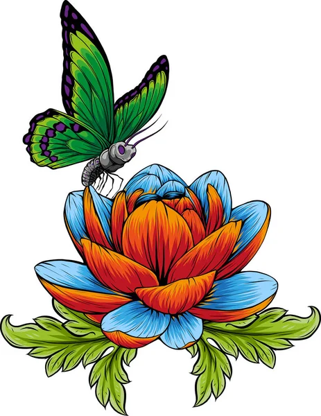 Vektor Illustration Des Schmetterlings Auf Blume — Stockvektor