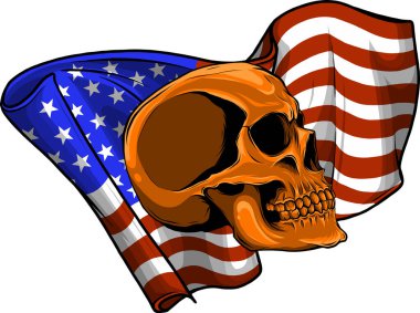 Kafatası ile Amerikan bayrağının çizimi