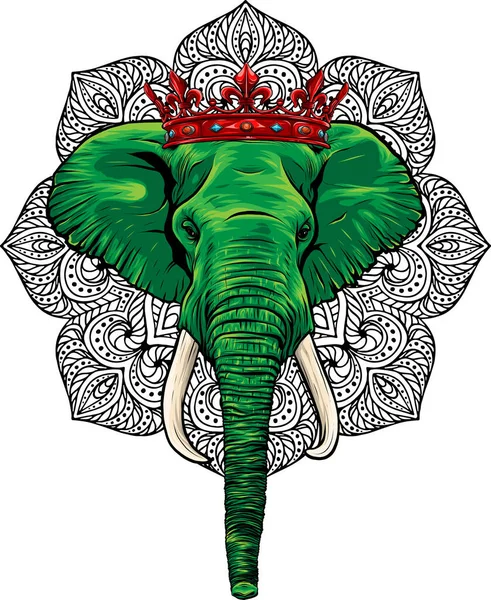 Ilustração Elefante Rei Fundo Branco — Vetor de Stock