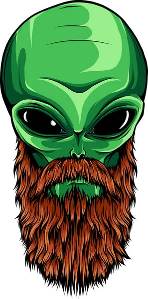 Logo Vettoriale Alien Con Barba — Vettoriale Stock