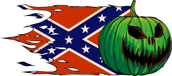Ilustracja Halloween Dynia Flagą Konfederatów — Wektor stockowy
