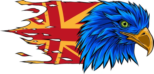 Illust Cabeza Águila Mascota Con Bandera Británica — Vector de stock