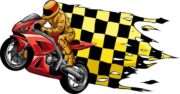 Иллюстрация Мотоцикла Флагманом Гонщика — стоковый вектор