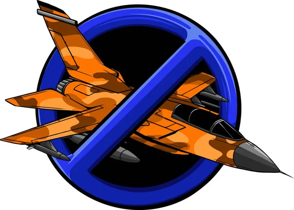 Prohibición Del Uso Aviones Combate Aviones Militares Aviación Imagen Vectorial — Vector de stock