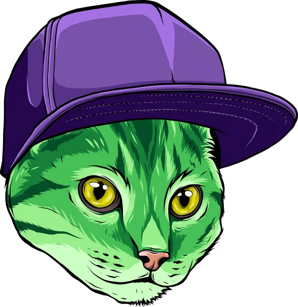 Cat Hat Mascot Logo Design — 스톡 벡터