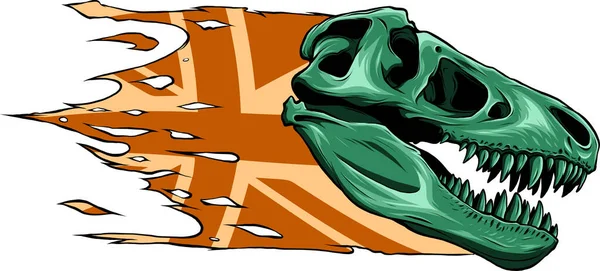 Illust Cráneo Rex Con Bandera Británica — Archivo Imágenes Vectoriales