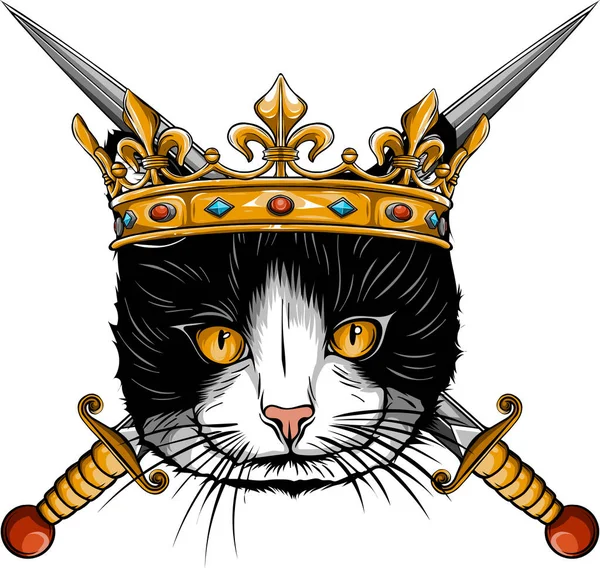 Векторная Иллюстрация Сварливой Кошки Короной — стоковый вектор
