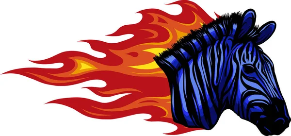 Zebra Hoved Med Flammer Vektor Illustration – Stock-vektor