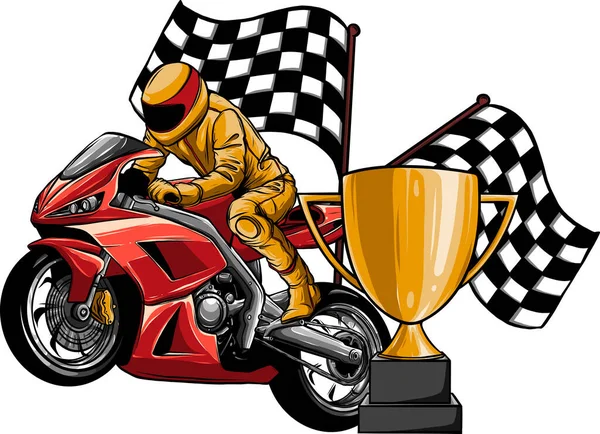 Ilustración Superbike Con Bandera Carrera — Archivo Imágenes Vectoriales