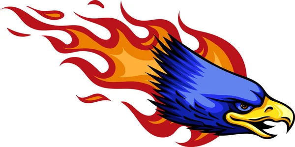 Illustration Head Eagle Flames — Stock Vector