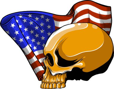 Kafatası ile Amerikan bayrağının çizimi