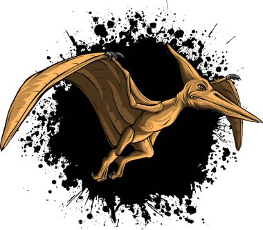 Pteranodon uçan dinozor çizimi. Uçan Pterodactyl tarih öncesi Jurassic dönemin tehlikeli yaratığı. Pterodactylus tarih öncesi dinozor
