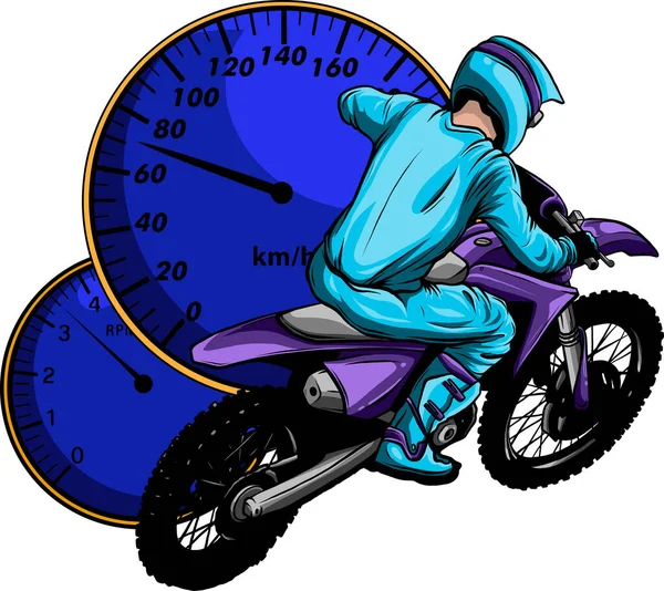Illustration Des Motocross Fahrers Mit Armaturenbrett — Stockvektor