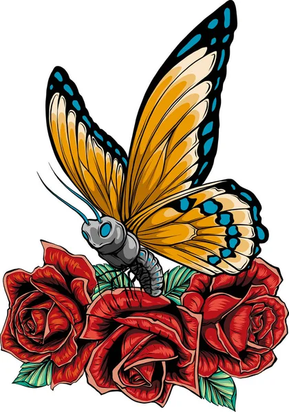 Ilustración Mariposas Rosas Sobre Fondo Blanco — Archivo Imágenes Vectoriales