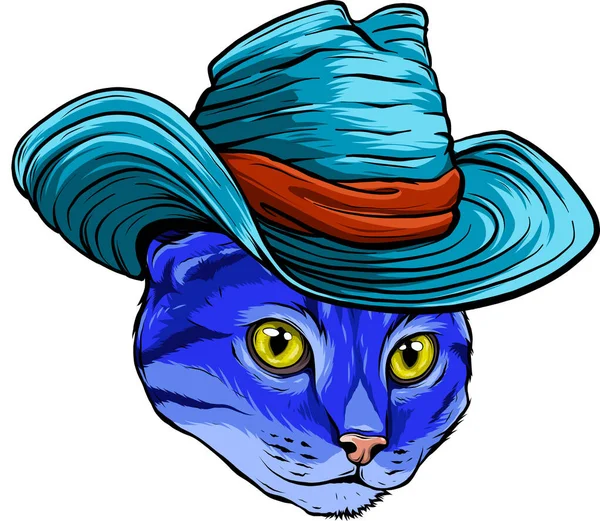 头戴牛仔帽的猫吉祥物标志 — 图库矢量图片