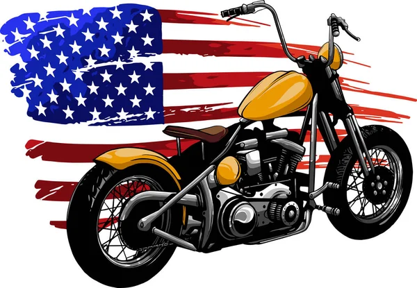 Ilustração Helicóptero Motocicleta Com Bandeira Americana —  Vetores de Stock