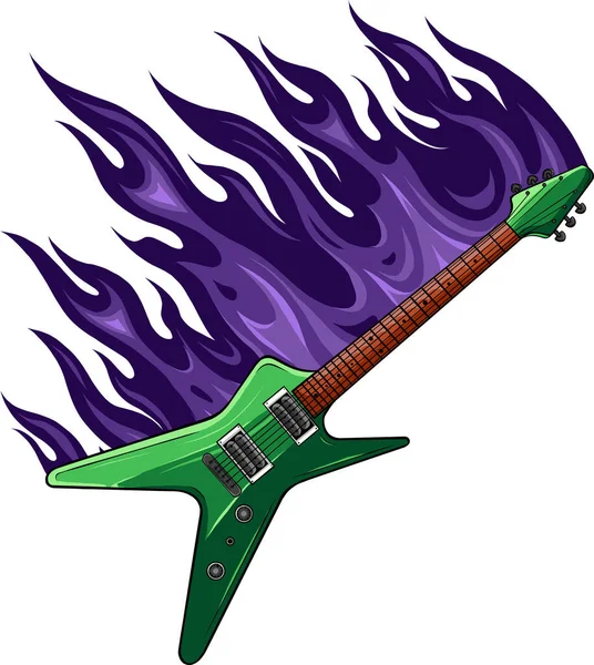 Ilustrasi Membakar Gitar Listrik - Stok Vektor