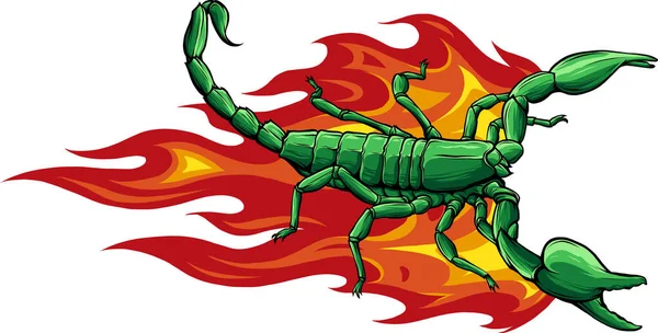 Illustrazione Scorpione Con Fiamme — Vettoriale Stock