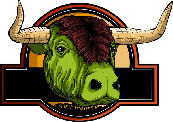 Ilustración Cabeza Vaca Diseño Del Logotipo — Vector de stock
