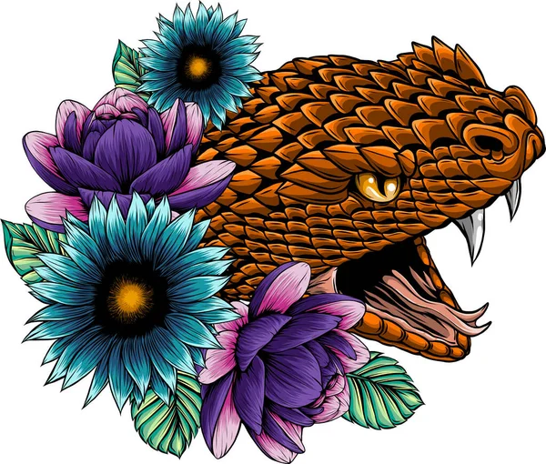 Иллюстрация Змеиной Головы Цветком — стоковый вектор